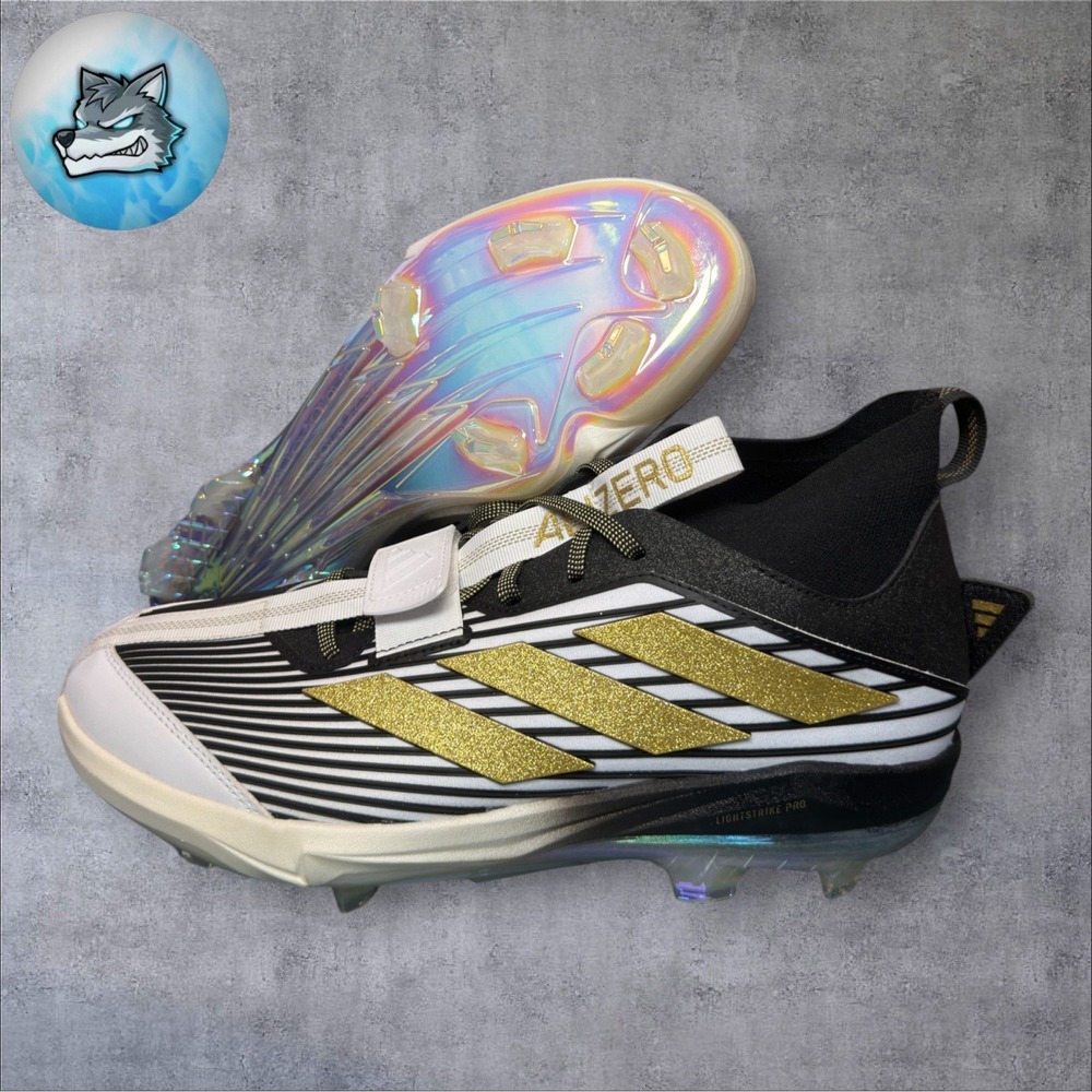 adidas Adizero Edge+ TPU Baseball Cleats Black Gold White Men's Size 12 JQ7464